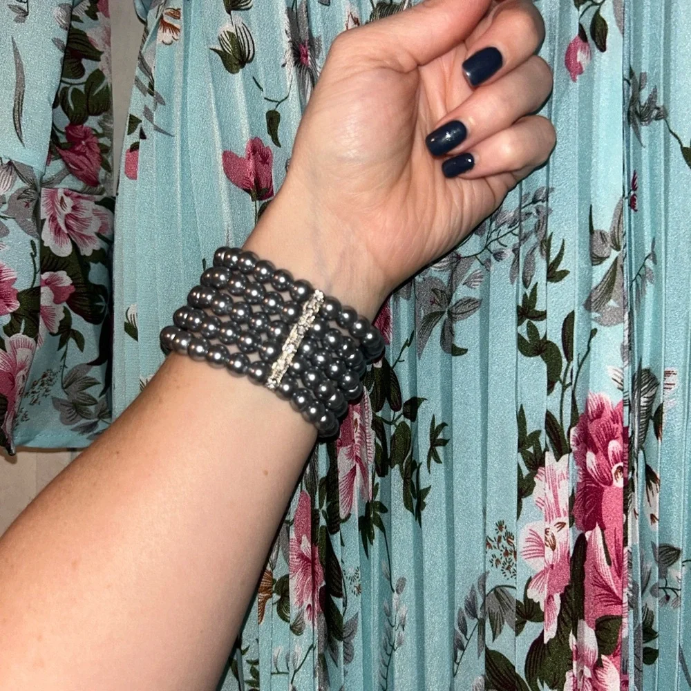 Source Unknown Gray/Blue Beaded Women's Watch
